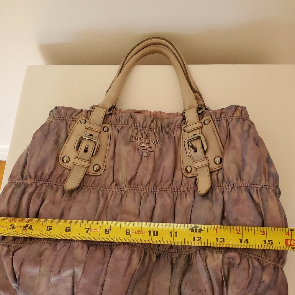 Prada purse Gaufre Leather pink gray purple ivory beige Blue crossbody hobo bag - Picture 11 of 12